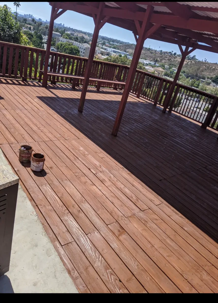 Hillside wood deck restoration after PatioMaid cleaning in San Diego